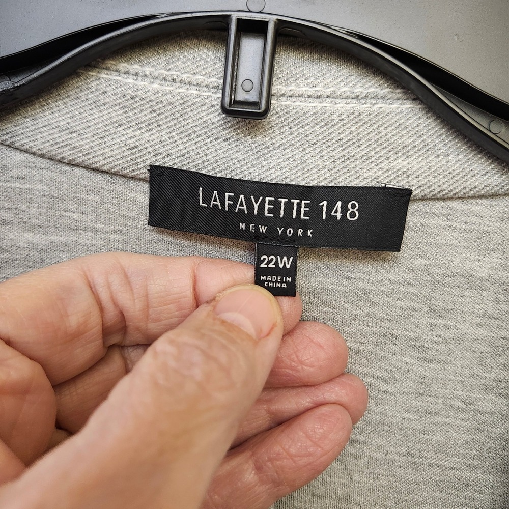 Lafayette 148 New York Womens 22W Heather Grey Knit Single Button Blazer Jacket - Picture 6 of 10